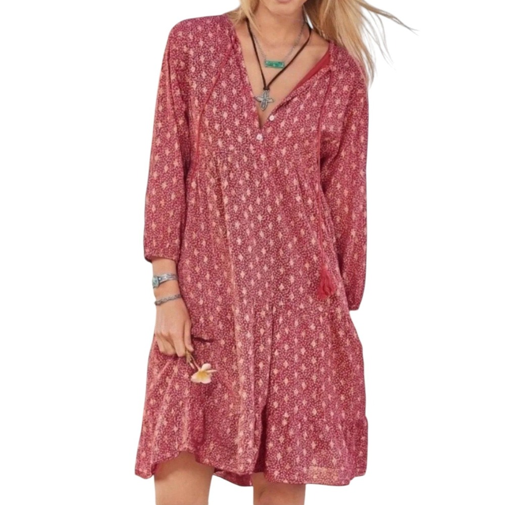 Scandal Italy Ordell Dress Womens One Size (Fits as Large) Red Cottagecore‎ NEW